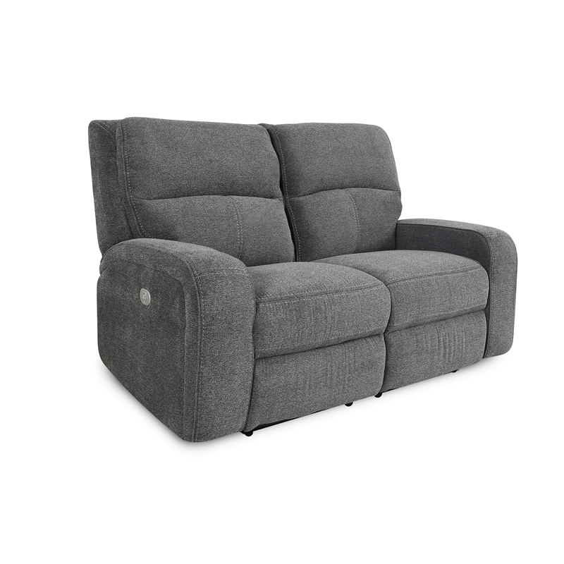 Pemberly Row Contemporary Bizmark Grey Power Reclining Sofa and Loveseat