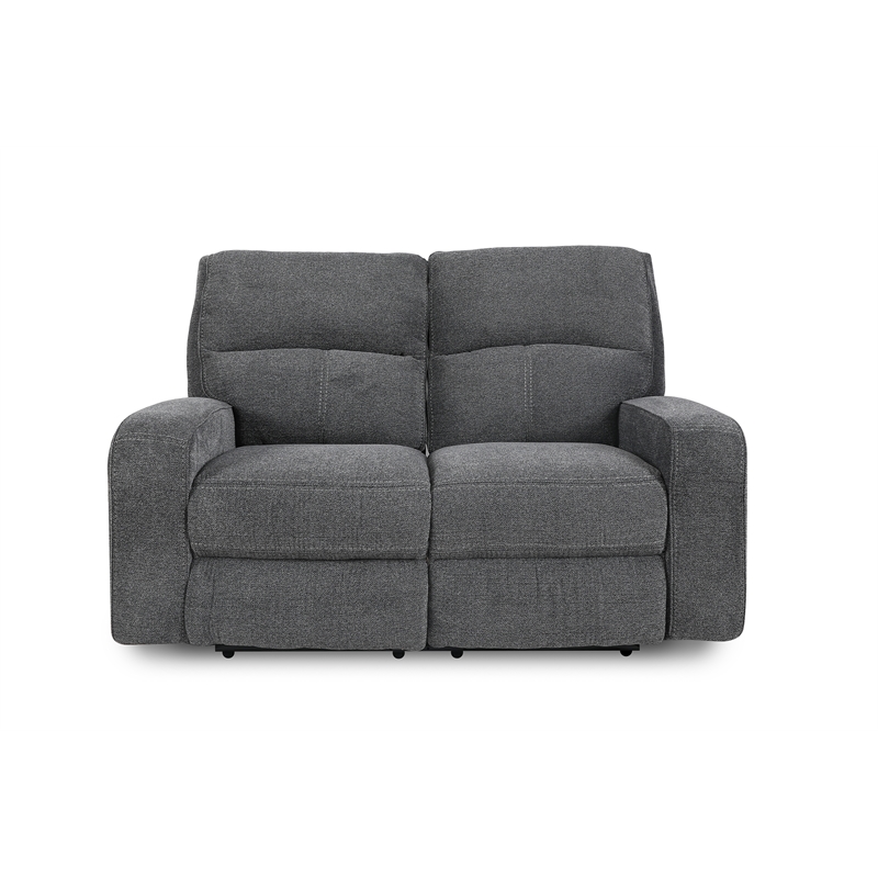 Pemberly Row Contemporary Bizmark Grey Power Reclining Sofa and Loveseat
