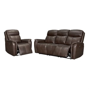 Pemberly Row Contemporary Auburn Power Reclining Sofa and Recliner
