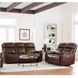 Pemberly Row Contemporary Auburn Power Reclining Sofa and Loveseat