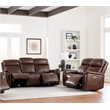 Pemberly Row Contemporary Auburn Power Reclining Sofa and Loveseat