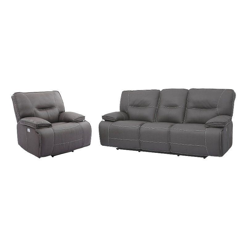 Pemberly Row Contemporary Haze Power Reclining Sofa and Recliner