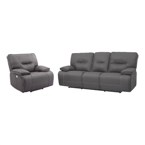 Pemberly Row Contemporary Haze Power Reclining Sofa and Recliner