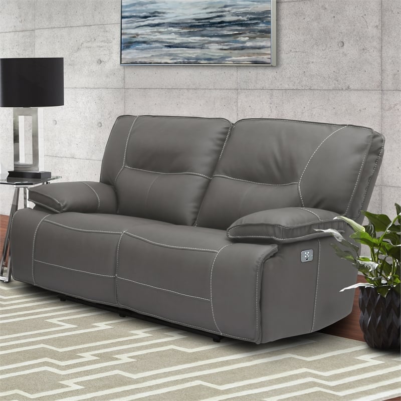 Pemberly Row Contemporary Haze Power Reclining Sofa and Loveseat