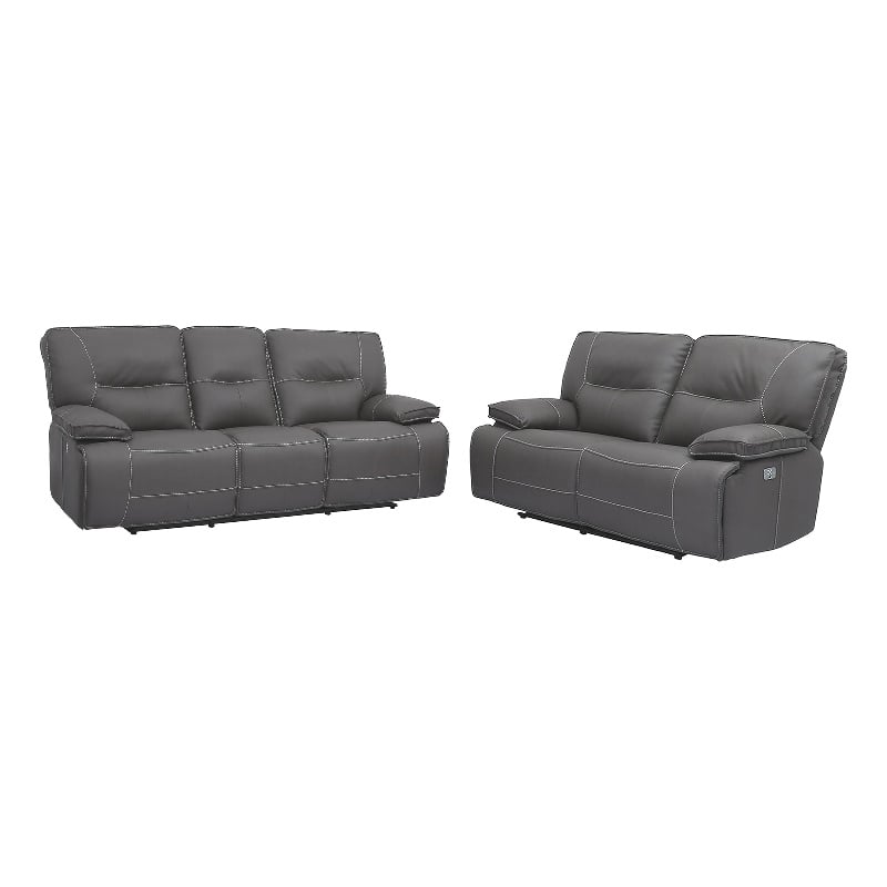 Pemberly Row Contemporary Haze Power Reclining Sofa and Loveseat