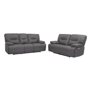 Pemberly Row Contemporary Haze Power Reclining Sofa and Loveseat