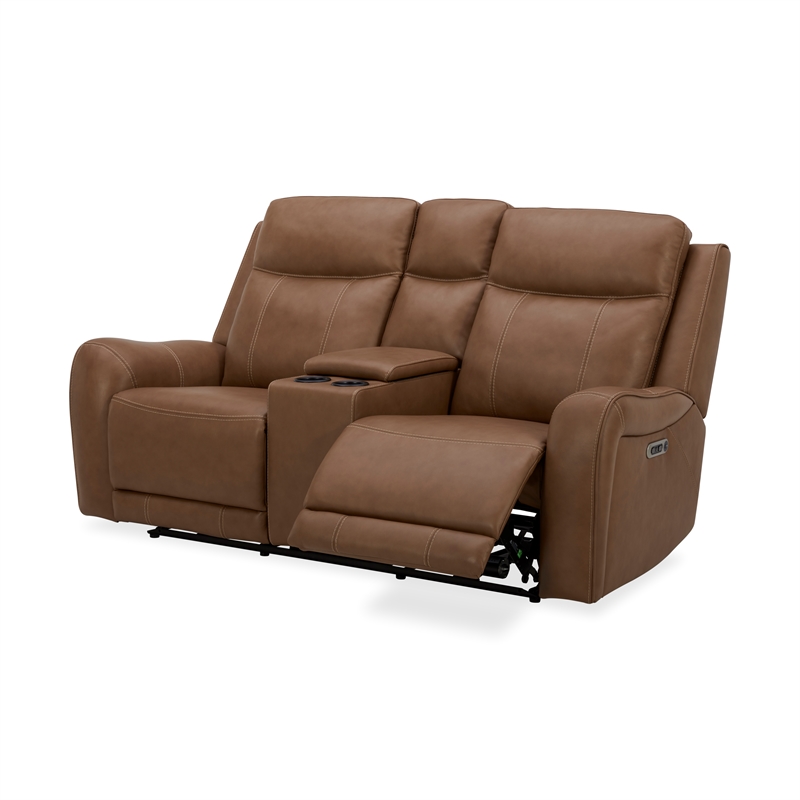 Pemberly Row Contemporary Butternut Power Reclining Sofa and Loveseat