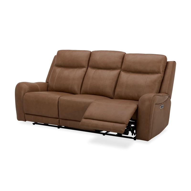 Pemberly Row Contemporary Butternut Power Reclining Sofa and Loveseat