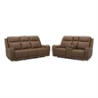 Pemberly Row Contemporary Butternut Power Reclining Sofa and Loveseat