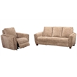 Pemberly Row Contemporary Biscotti Power Reclining Sofa and Recliner