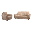 Pemberly Row Contemporary Biscotti Power Reclining Sofa and Recliner