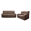 Pemberly Row Contemporary Kahlua Power Reclining Sofa and Loveseat