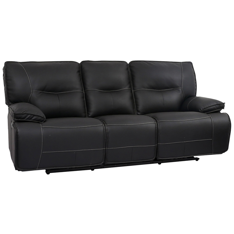 Pemberly Row Contemporary Black Power Reclining Sofa and Two Recliners