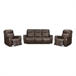 Pemberly Row Contemporary Auburn Power Reclining Sofa and 2 Recliners
