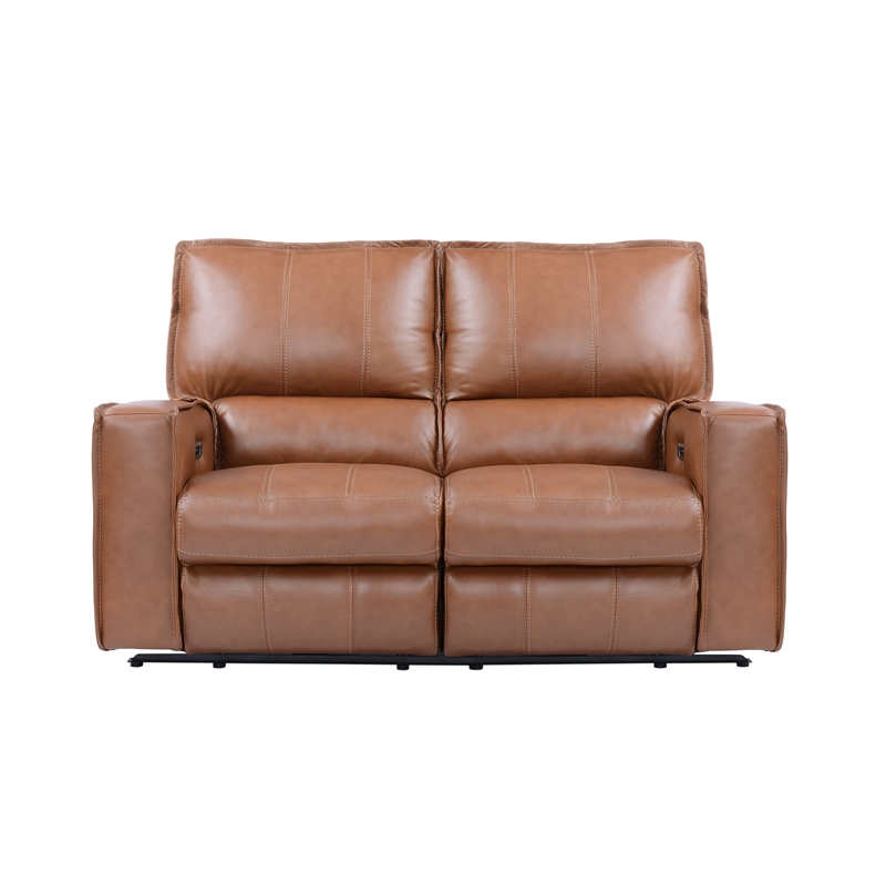 Pemberly Row Contemporary Saddle Power Reclining Sofa and Loveseat