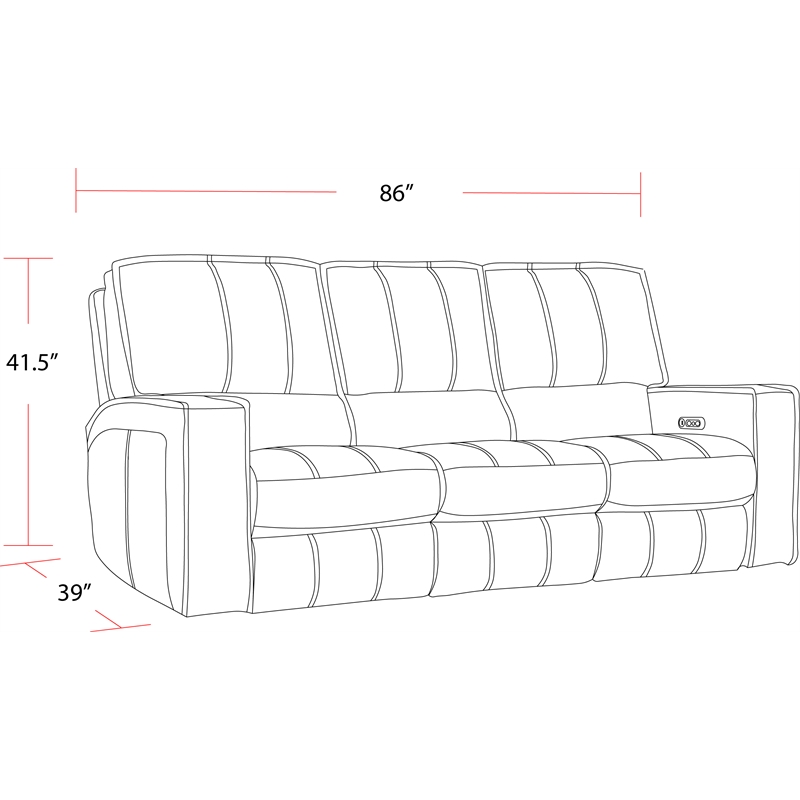 Pemberly Row Contemporary Saddle Power Reclining Sofa and Loveseat