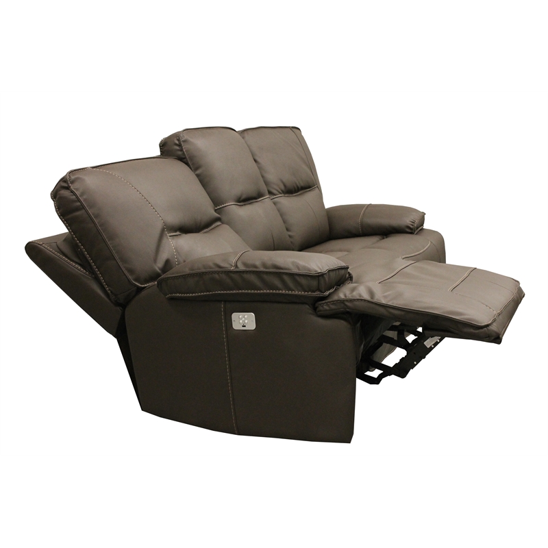 Pemberly Row Contemporary Chocolate Power Reclining Sofa and Recliner