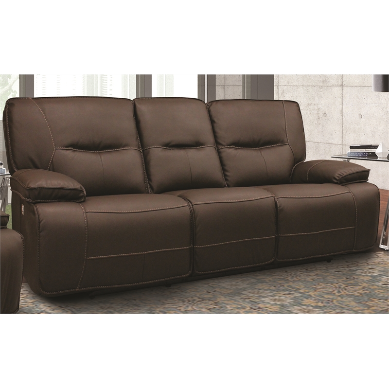 Pemberly Row Contemporary Chocolate Power Reclining Sofa and Recliner