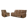 Pemberly Row Contemporary Bourbon Power Reclining Sofa and Recliner