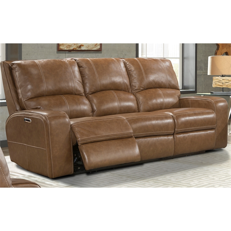 Pemberly Row Contemporary Bourbon Power Reclining Sofa and Loveseat
