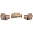 Pemberly Row Contemporary Biscotti Power Reclining Sofa and 2 Recliners