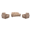 Pemberly Row Contemporary Biscotti Power Reclining Sofa and 2 Recliners