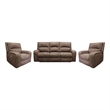 Pemberly Row Contemporary Kahlua Power Reclining Sofa and Two Recliners