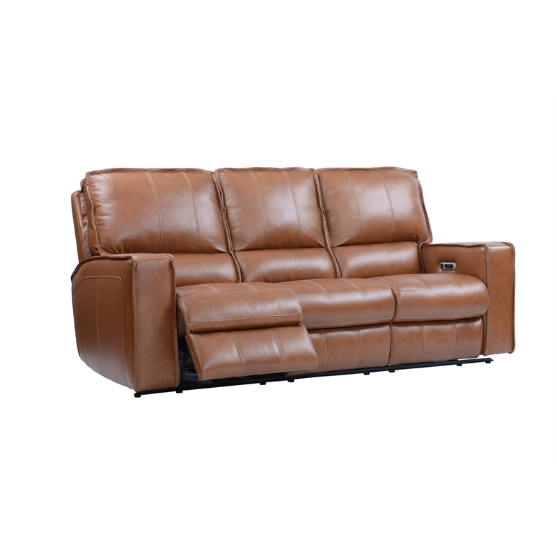 Pemberly Row Contemporary Saddle Power Reclining Sofa and Two Recliners