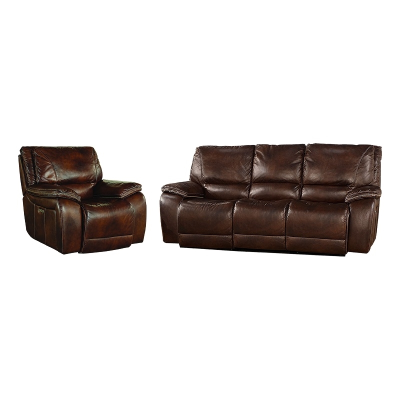 Pemberly Row Contemporary Burnt Sienna Power Reclining Sofa and Recliner