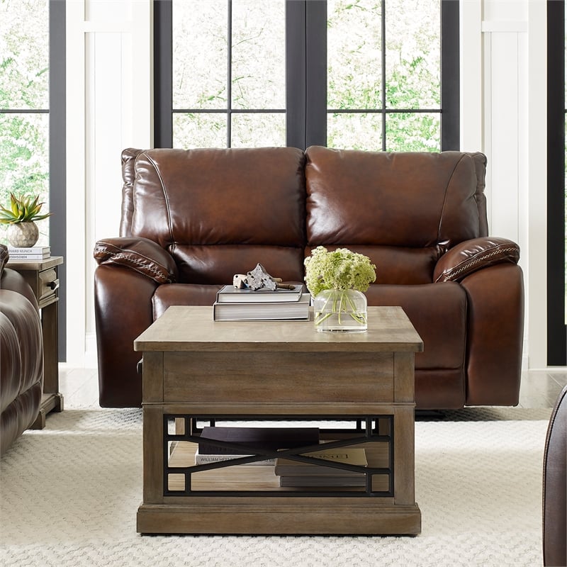 Pemberly Row Contemporary Burnt Sienna Power Reclining Sofa and Loveseat