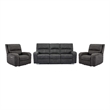 Pemberly Row Contemporary Slate Power Reclining Sofa and Two Recliners