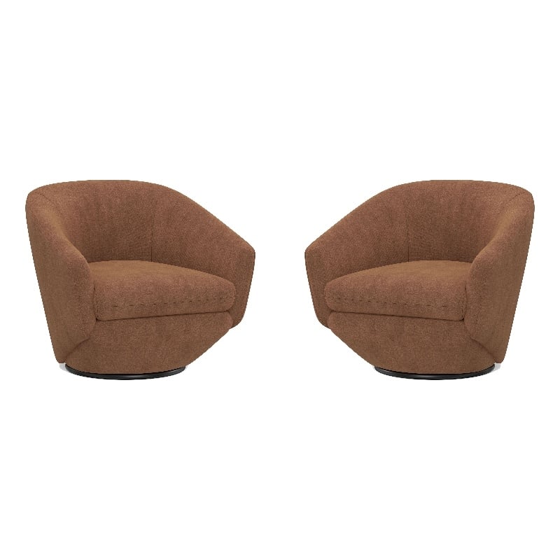 Pemberly Row Modern / Contemporary Fabric Rust Swivel Chair Two Pack