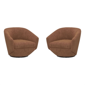 Pemberly Row Modern / Contemporary Fabric Rust Swivel Chair Two Pack