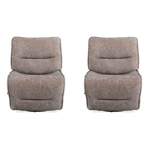 Pemberly Row Contemporary Fabric Wheat Armless Recliner Two Pack
