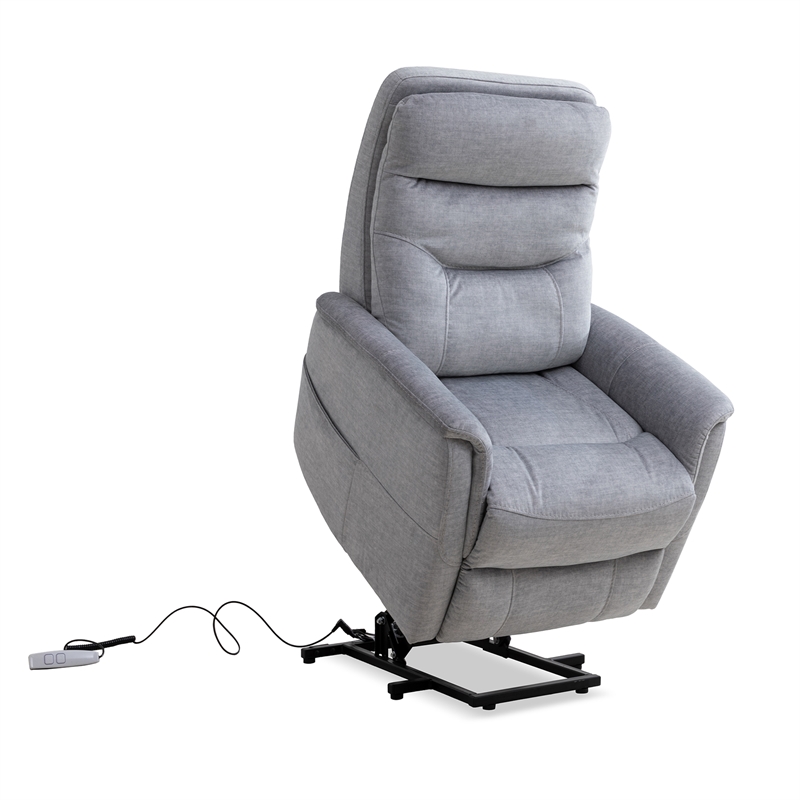 Pemberly Row Contemporary Capri Silver Power Lift Recliner Two Pack