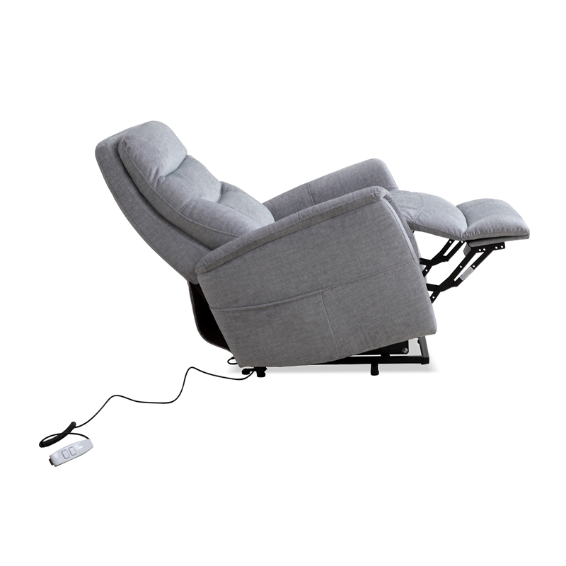 Pemberly Row Contemporary Capri Silver Power Lift Recliner Two Pack