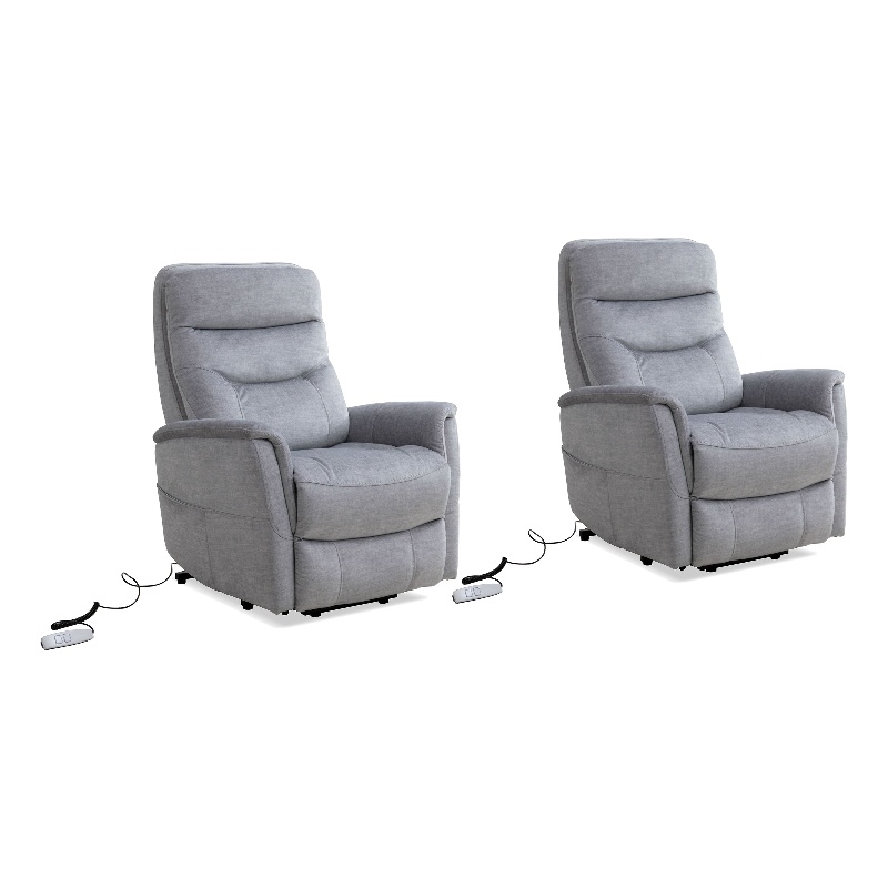 Pemberly Row Contemporary Capri Silver Power Lift Recliner Two Pack