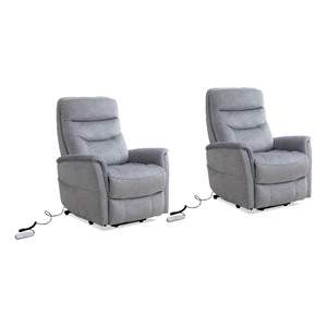 Pemberly Row Contemporary Capri Silver Power Lift Recliner Two Pack