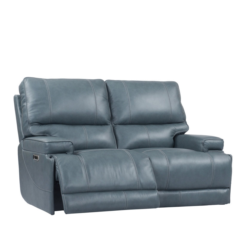 Pemberly Row Contemporary Azure Power Reclining Sofa and Loveseat