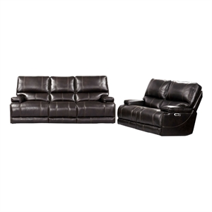 Pemberly Row Contemporary Coffee Power Reclining Sofa and Loveseat