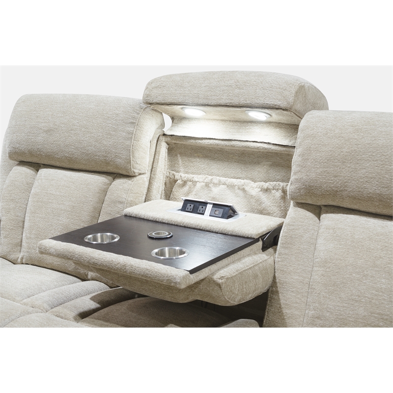 Pemberly Row Contemporary Fabric Power Reclining Sofa and Recliner