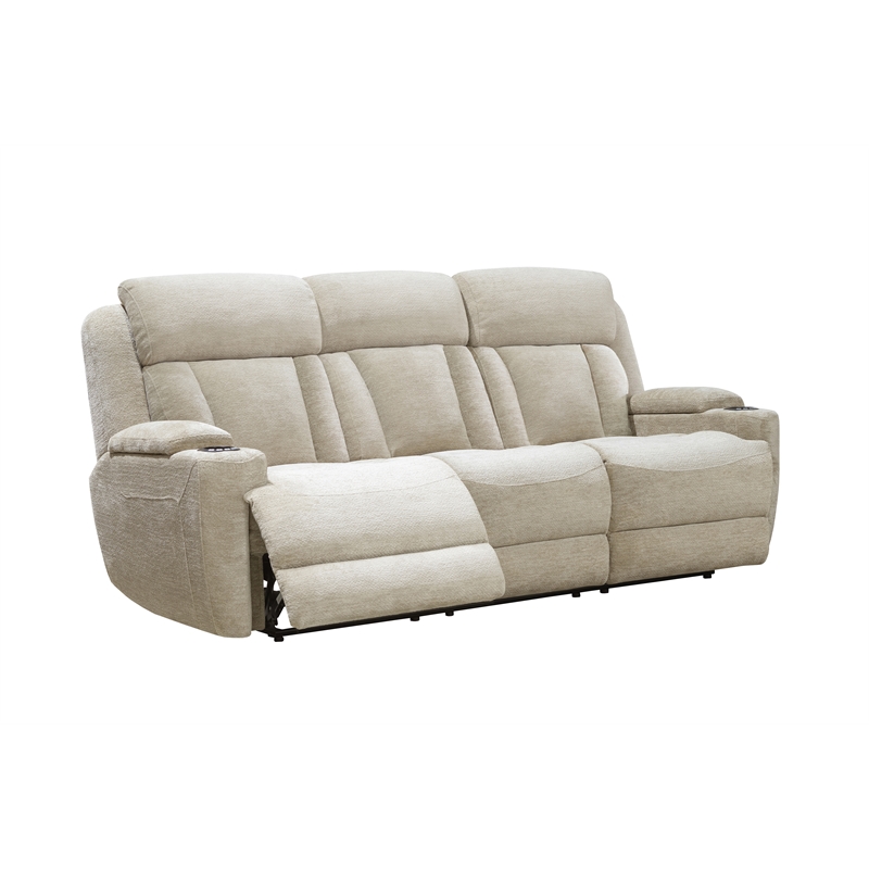 Pemberly Row Contemporary Fabric Power Reclining Sofa and Recliner