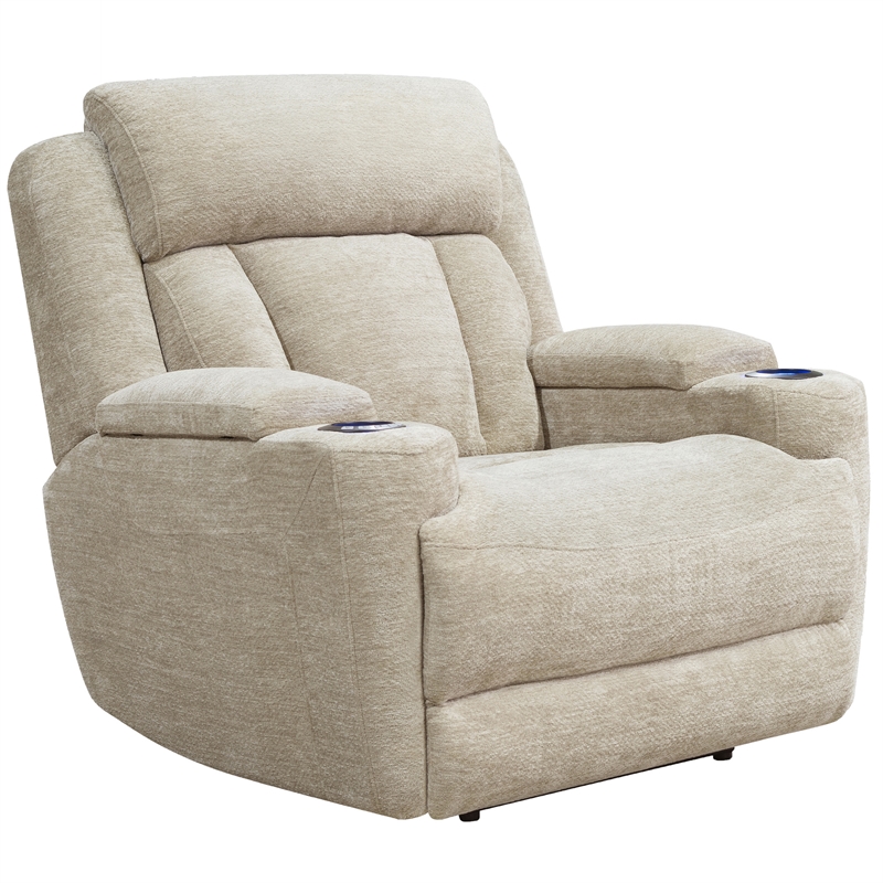 Pemberly Row Contemporary Fabric Power Reclining Sofa and Recliner