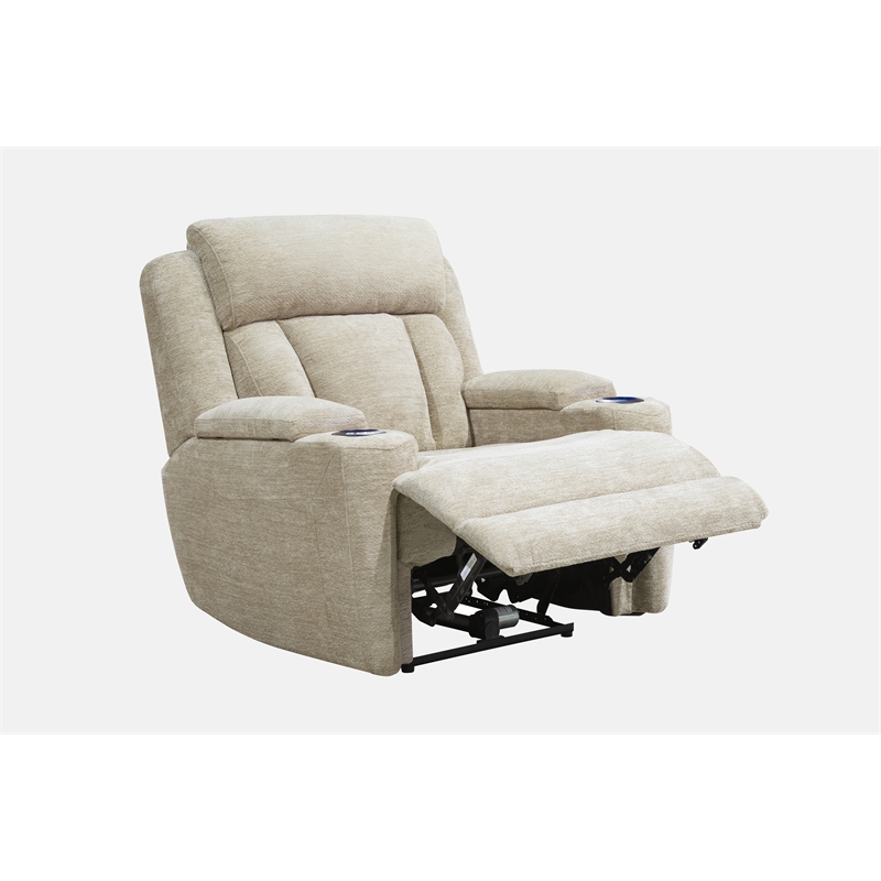 Pemberly Row Contemporary Fabric Power Reclining Sofa and Recliner