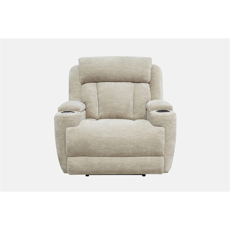Pemberly Row Contemporary Fabric Power Reclining Sofa and Recliner