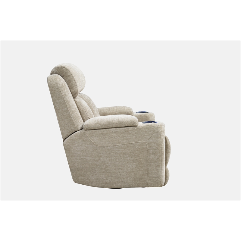 Pemberly Row Contemporary Fabric Power Reclining Sofa and Recliner