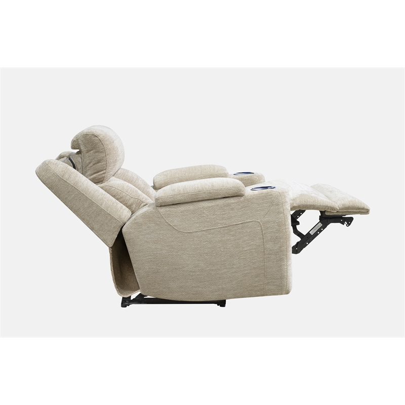 Pemberly Row Contemporary Fabric Power Reclining Sofa and Recliner