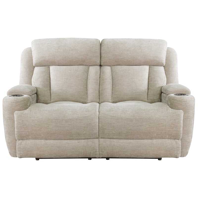 Pemberly Row Contemporary Fabric Power Reclining Sofa and Loveseat