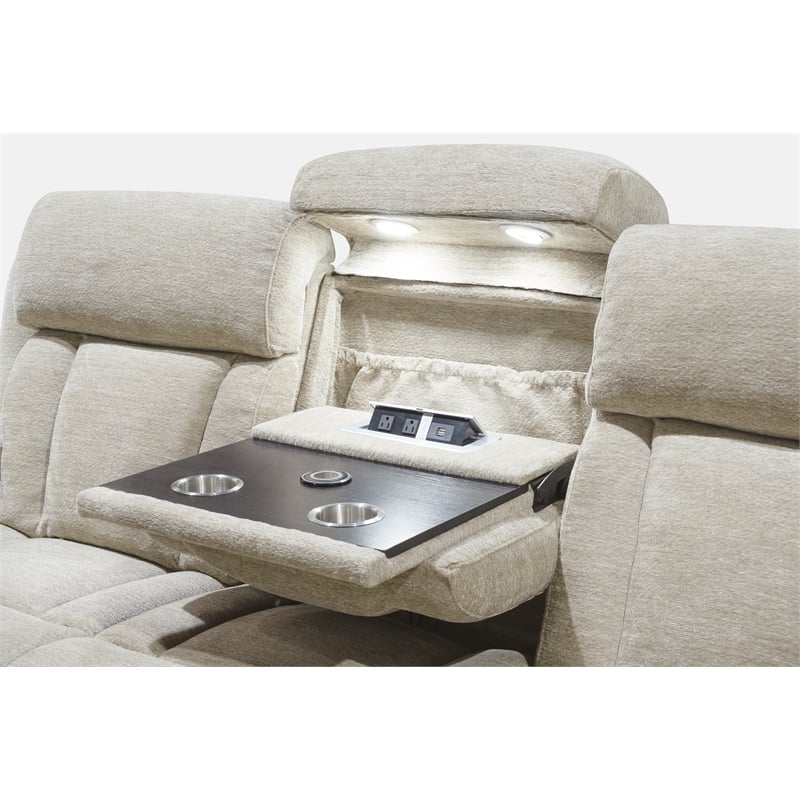 Pemberly Row Contemporary Fabric Power Reclining Sofa and Loveseat