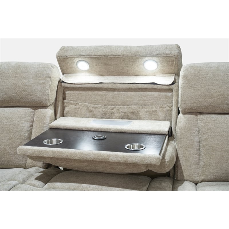Pemberly Row Contemporary Fabric Power Reclining Sofa and Loveseat